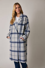 Long Sleeve Coat In Plaid