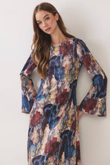 Multicolor Snake Print Open Back Maxi Dress