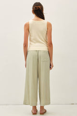 Crinkled Wide Leg Cropped Pull on Pants