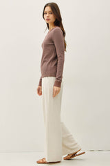 STITCHED THERMAL CREW NECK TOP