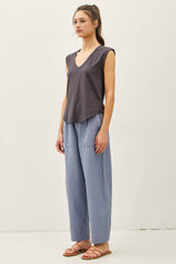 New Shade- Basic Cap Sleeve Garment Dyed Top