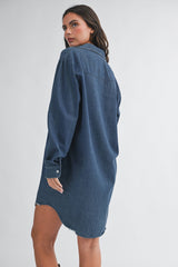 Denim Button Front Shirt Dress