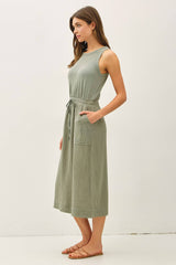 Cotton Tank Dress With Gauze Skirt