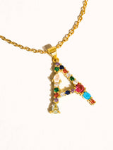 Salomé 18K Gold Non-Tarnish Colorful CZ Initial Necklace
