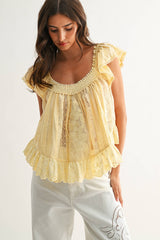 Sleeveless Lace Blouse with Embroidery