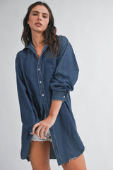 Denim Button Front Shirt Dress