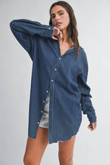 Denim Button Front Shirt Dress