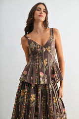 Floral Print Top and Skirt Set