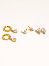 Saône 18K Gold Non-Tarnish CZ Teardrop Earrings Set