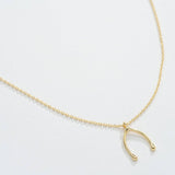 Gold Dipped Wishbone Pendant Necklace