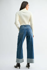 The Sloane Two Tone Hem Wide Leg Jeans