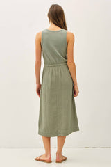 Cotton Tank Dress With Gauze Skirt