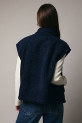 High Neck Sherpa Zip Up Vest