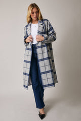 Long Sleeve Coat In Plaid