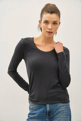 ULTRA SOFT BASIC SCOOP NECK LONG SLEEVE TEE