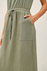 Cotton Tank Dress With Gauze Skirt