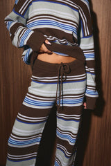 Weekend Mode Stripe Sweater and Wide Leg Pant Set