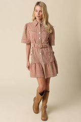 Erika Checkered Belted Dress