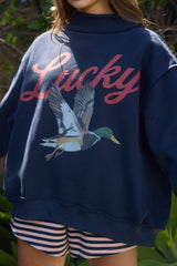 'Lucky & Mallard' Mock-Neck Sweatshirt