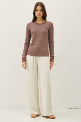 STITCHED THERMAL CREW NECK TOP