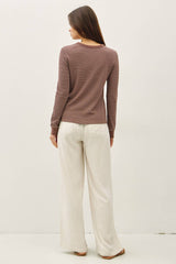 STITCHED THERMAL CREW NECK TOP