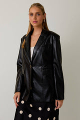 Oversize Faux Leather Blazer