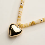 Gold Heart Pendant Beaded Necklace
