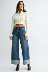 The Sloane Two Tone Hem Wide Leg Jeans