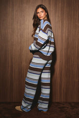 Weekend Mode Stripe Sweater and Wide Leg Pant Set