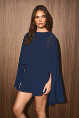 The Celeste Chiffon Cape Romper