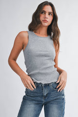 Ribbed Scoop Neck Tank Top