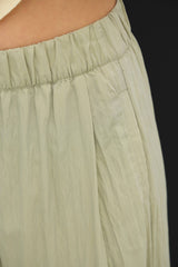 Crinkled Wide Leg Cropped Pull on Pants