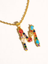 Salomé 18K Gold Non-Tarnish Colorful CZ Initial Necklace