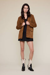 CAMEL COLLARED DOUBLE BUTTONS OVERSIZED JACKET
