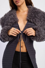 Snow Bunny Fur Midi Cardigan