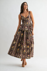 Floral Print Top and Skirt Set