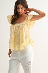 Sleeveless Lace Blouse with Embroidery