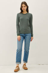 STITCHED THERMAL CREW NECK TOP